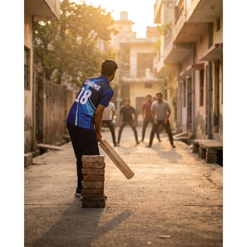 Local cricket team in custom jerseys at a ground