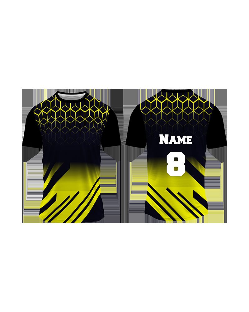 Custom cricket jersey shown front and back with player name and number