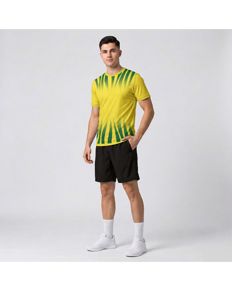 Footballer wearing a matching custom jersey and shorts set