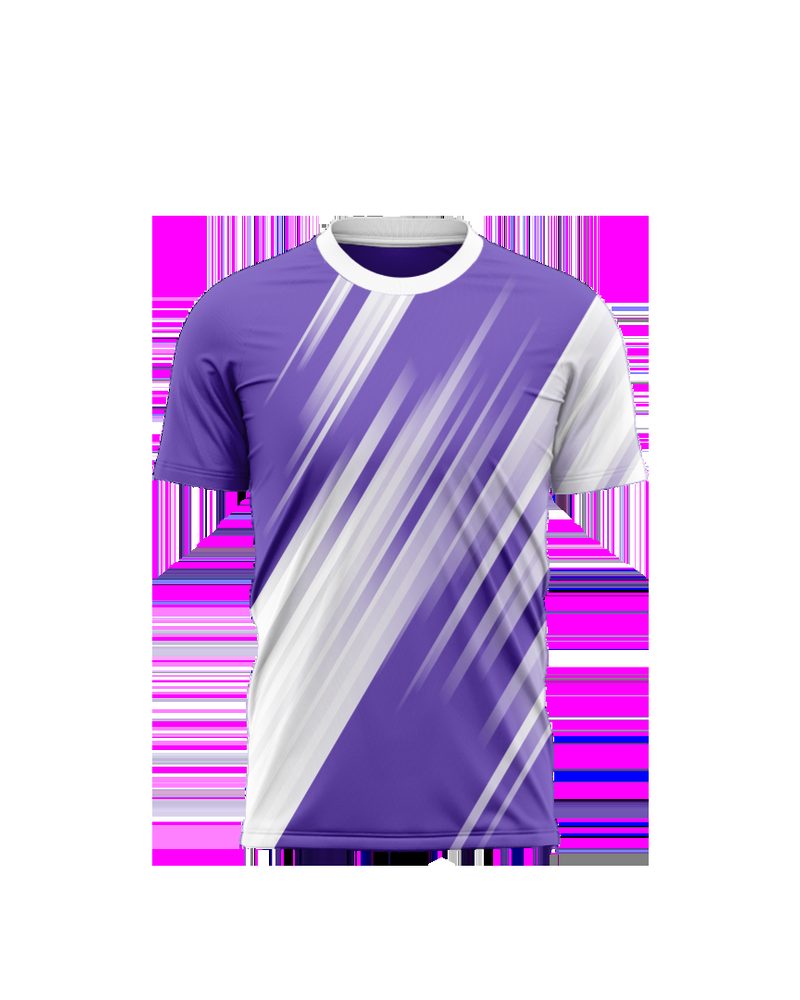 Custom round neck school sports jersey in purple and white